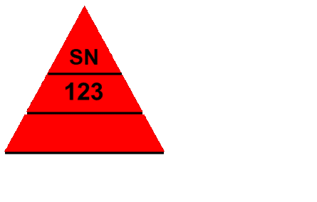 Instandsetzerkennzeichen, ein unterteiltes Dreieck, enthält die Kennung von Sachsen mit den Buchstaben SN, die von Sachsen vergeben Kennummer, dreistellig