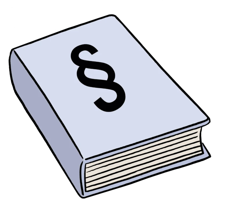 Blaues Buch. Auf dem Buch-Cover ist ein Paragrafen-Zeichen zu sehen.